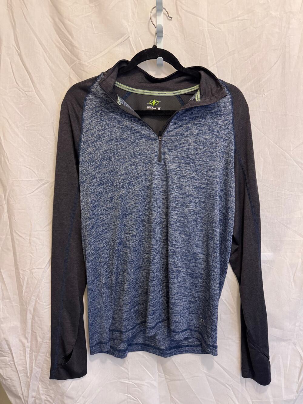 NordicTrack Men’s Quarter Zip Pullover Sweater Size Medium Blue Gray Activewear
